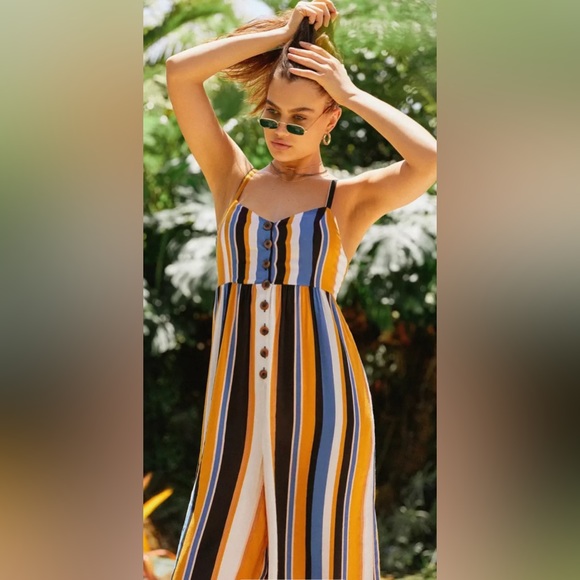 Urban Outfitters Tootsie Button-Down Cropped Jumpsuit - Picture 2 of 11